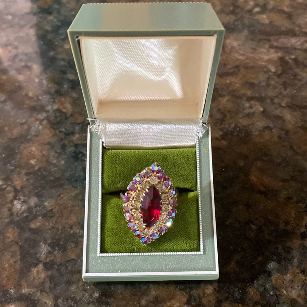 Multi-Colored Marquise Shaped Ring - Unique Custo… - image 1
